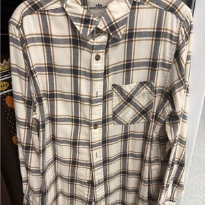 Men's Plaid Shirt - Cream and Brown
